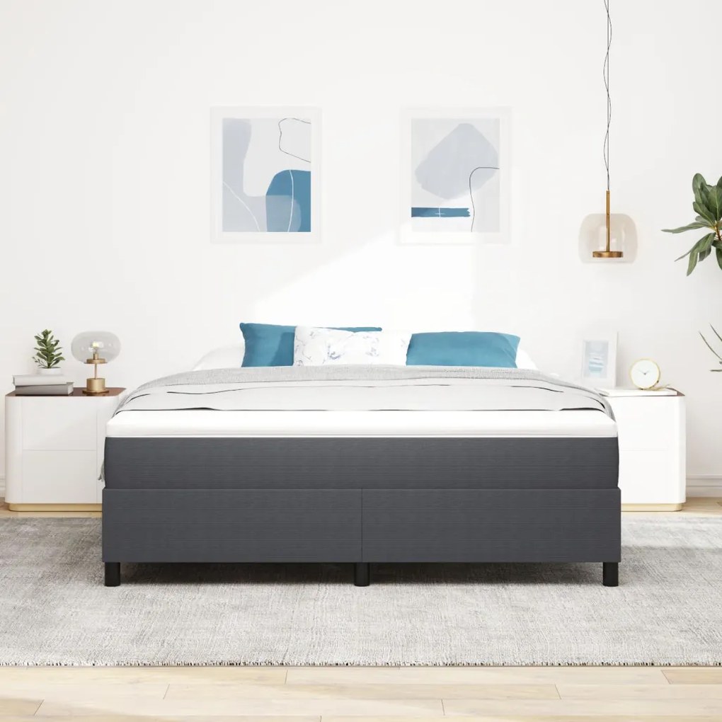 Boxspring Ágy Sötétszürke Szuper King Kordbársonyos Anyag