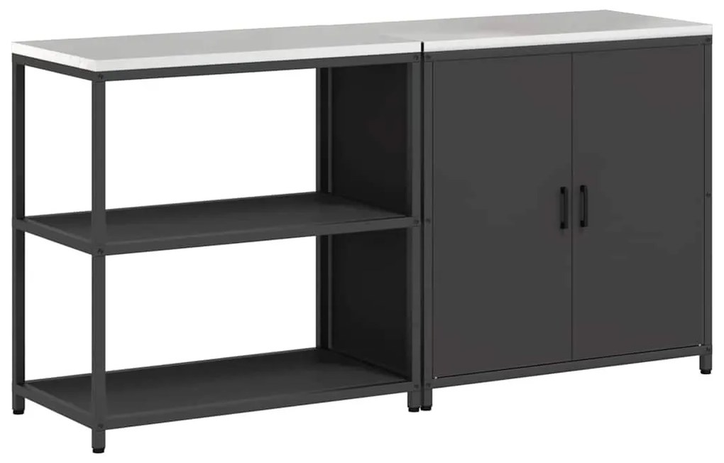 Konyhai Tároló Készlet polcokkal 2 pcs Fekete 180 x 50 x 92 cm