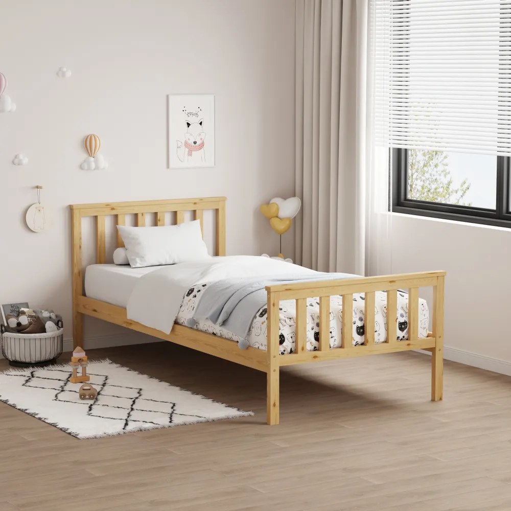 Ágy ágyráccsal, természetes, 90x200, ANATRA