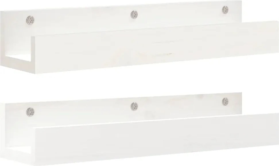 vidaXL 2 db fehér tömör fenyőfa fali polc 50 x 12 x 9 cm