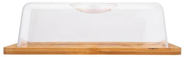 Bambuszfa asztali kínáló műanyag tetővel 25x7,5x19,5 cm
