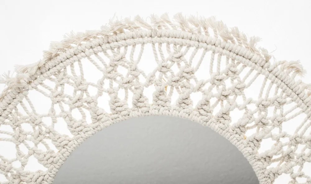 Ottoman design kerek fali tükör pamut zsínórra fonva 55x55x2cm