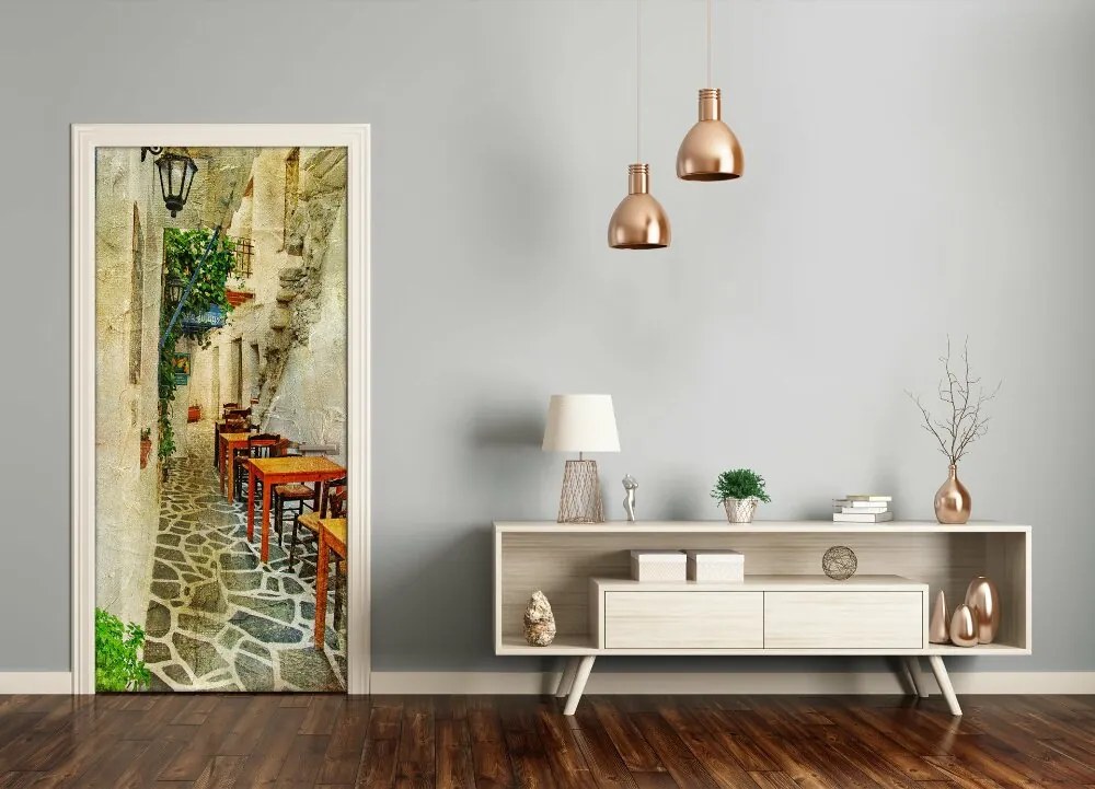 Poszter tapéta ajtóra görög taverna 95x205 cm