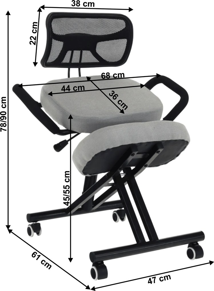 Ergonómikus térdeplőülés, szürkésbarna Taupe/fekete, RUFUS