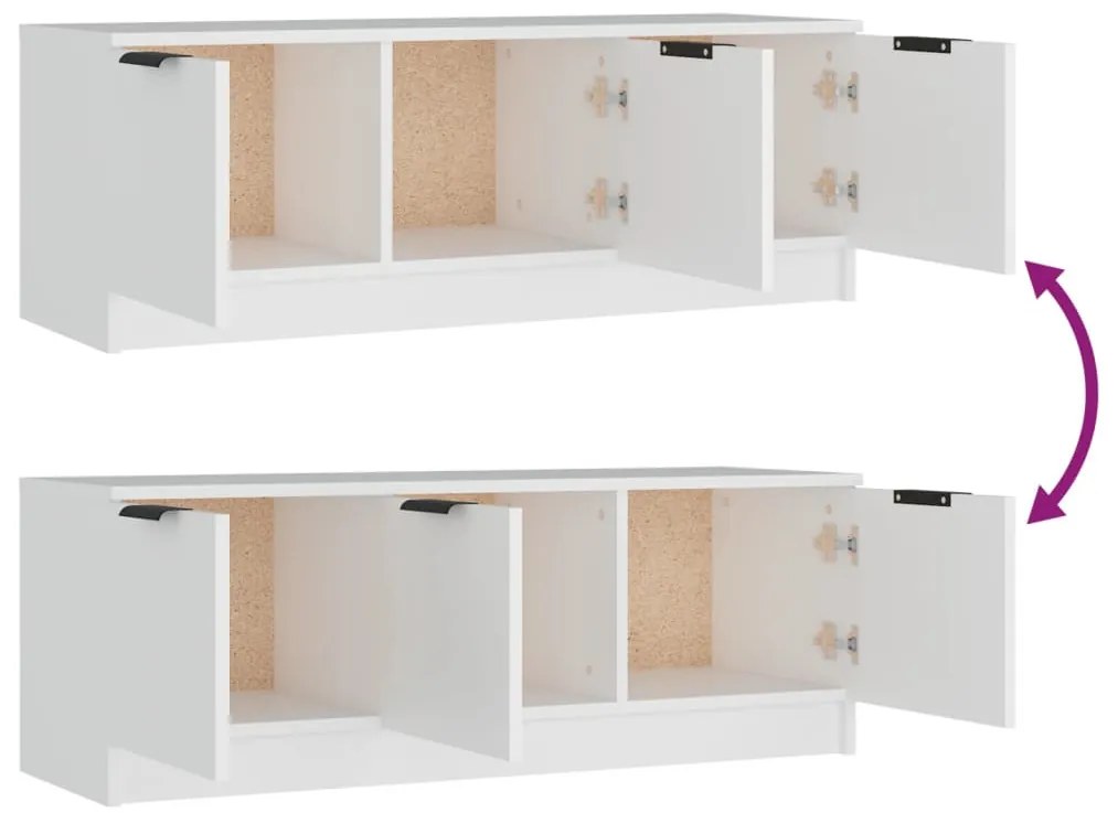 fehér szerelt fa TV-szekrény 102 x 35 x 36,5 cm