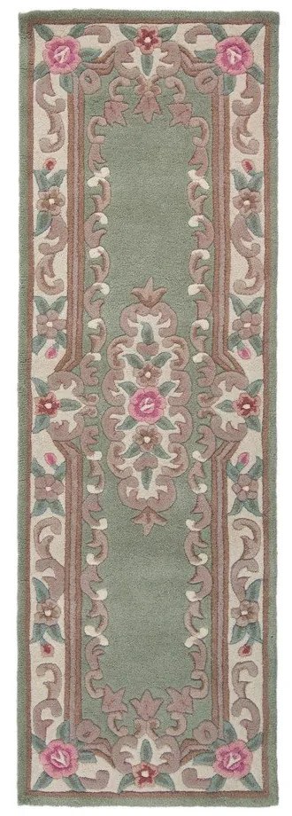 Aubusson zöld gyapjú futószőnyeg, 67 x 210 cm - Flair Rugs