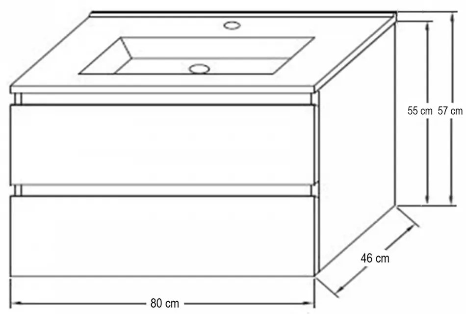 Porto 80 alsó fürdőszoba bútor mosdóval rauna szil színben