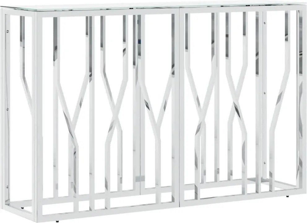 vidaXL ezüstszínű üveg és rozsdamentes acél tálalóasztal 110x30x70 cm