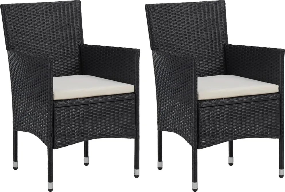 vidaXL 2 db fekete polyrattan kerti szék