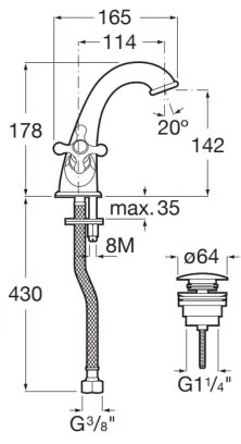 Roca A5A3A4BC00 - Carmen 17,8 cm mosdócsaptelep túlfolyóval, króm