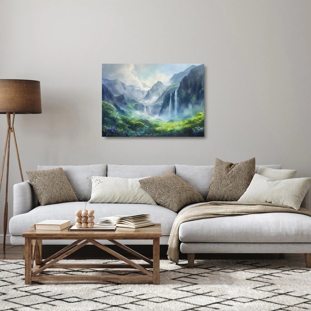 Üveg kép - Vízesések völgye (70x50 cm)