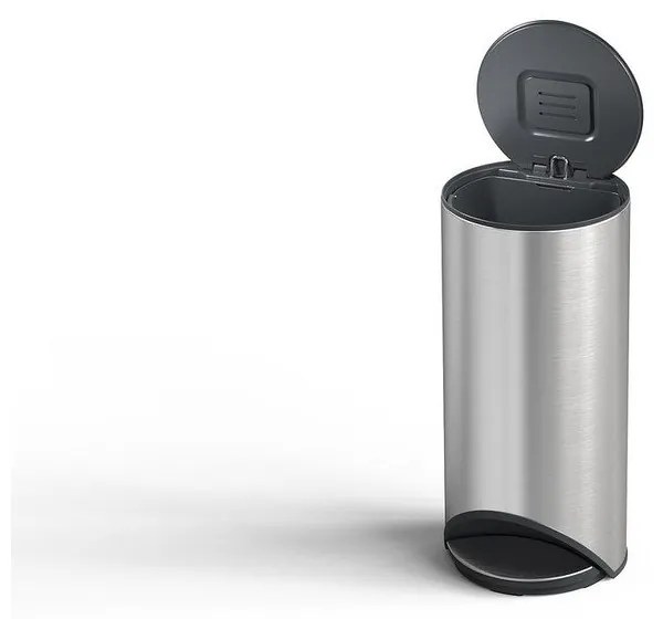 Fényes ezüstszínű rozsdamentes acél pedálos szemetes 30 l Arc – Joseph Joseph