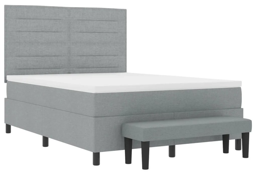 Box Spring Ágy Matraccal &amp; Pad Light Grey 160x200 cm Szövet