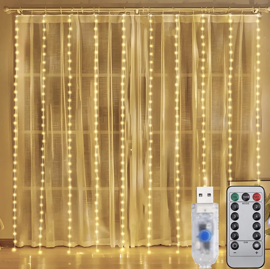 Fényfüggöny Ablak Lámpa Fali Szoba Dekoráció Led Dekoráció 3x3 Usb