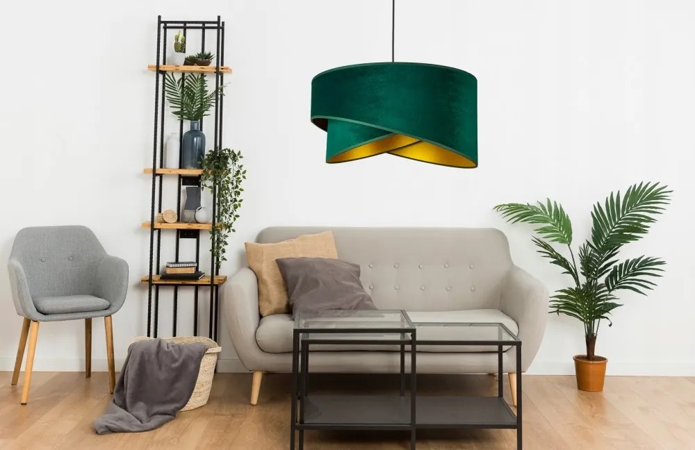 Zöld színű textil búrás függőlámpa Glimex Abazur Premium 1xE27 GA0109