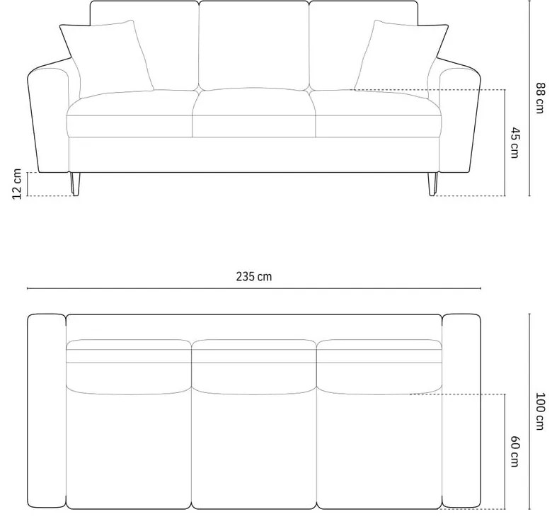 Fekete bársony kinyitható tárolóhelyes kanapé 235 cm Kyoto – Cosmopolitan Design