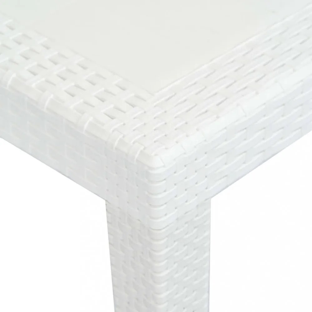 fehér rattan hatású műanyag kerti asztal 220 x 90 x 72 cm