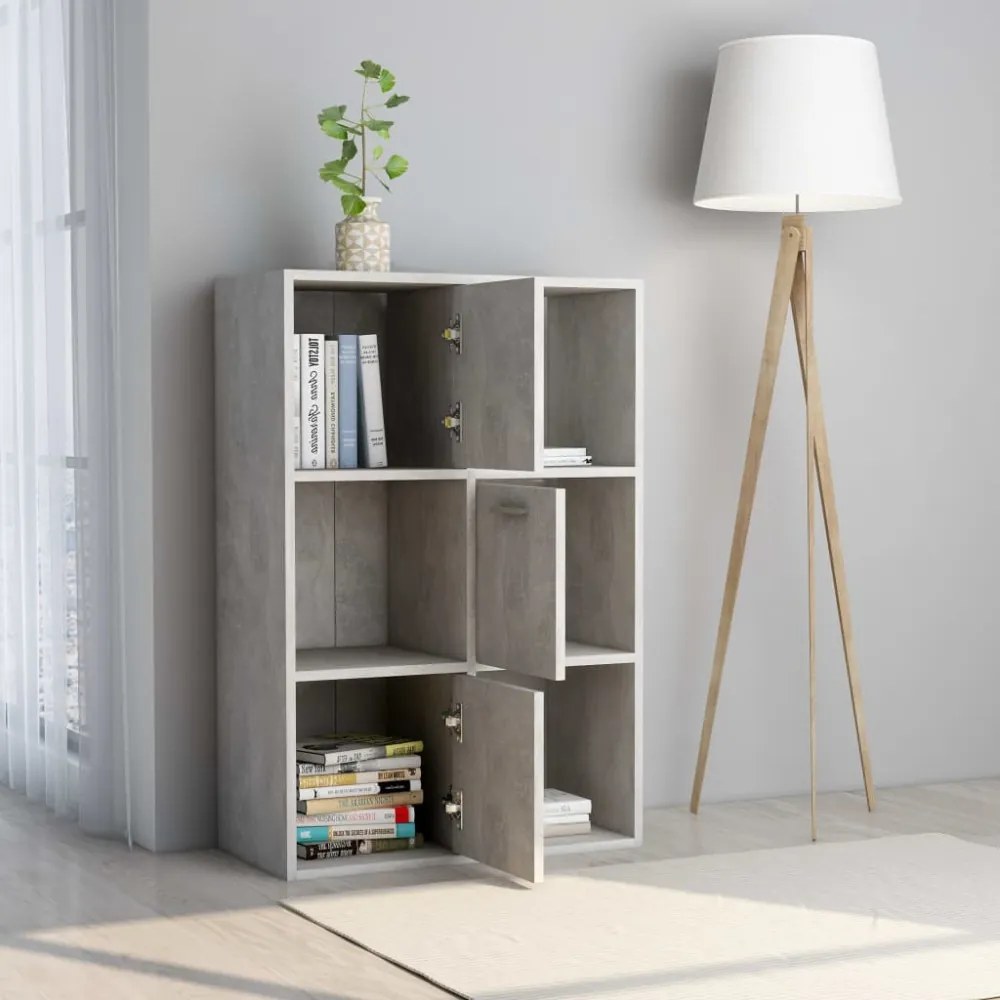 betonszürke szerelt fa tárolószekrény 60 x 29,5 x 90 cm