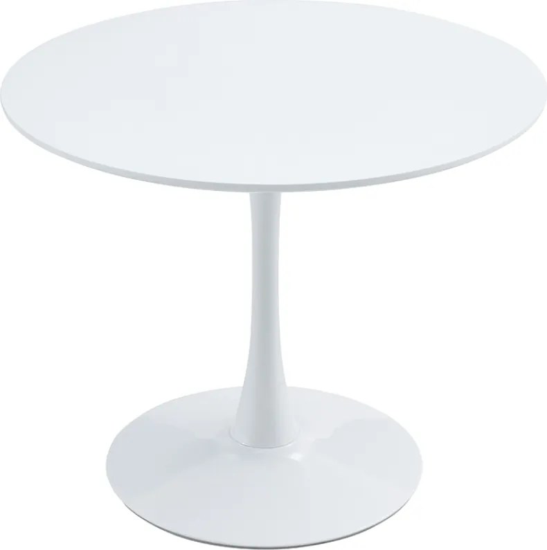 Étkezőasztal, kerek, fehér, matt, átmérő 80 cm, REVENTON NEW
