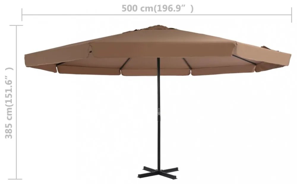 tópszínű kerti napernyő alumínium tartórúddal, 500 cm átmérőjű