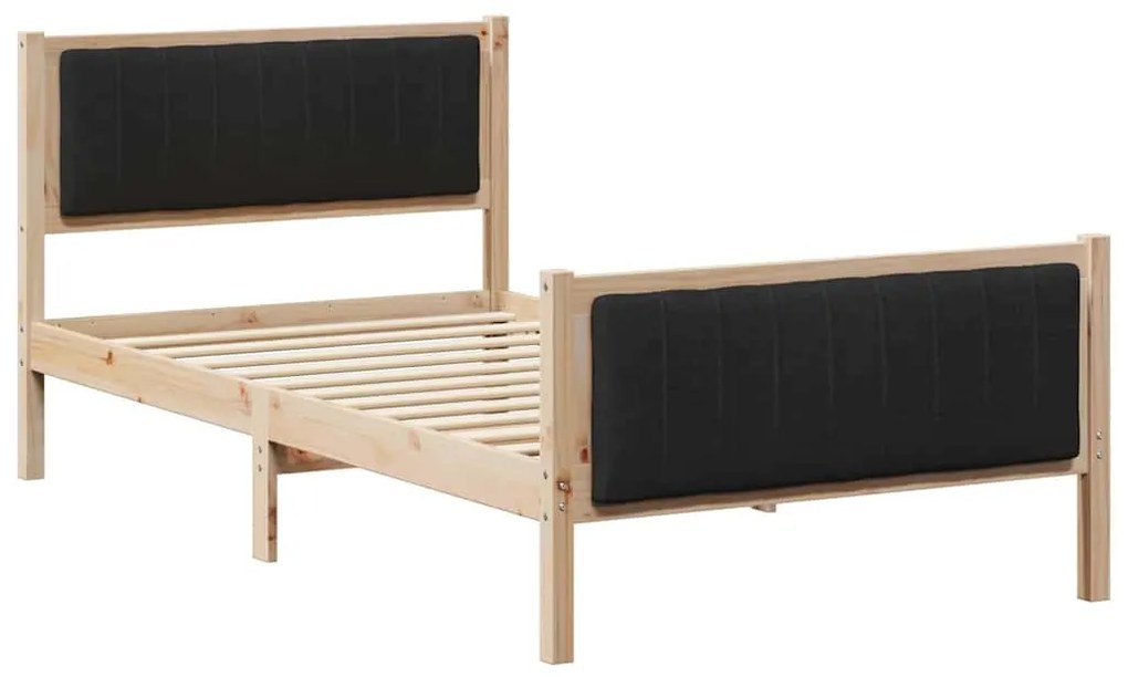 Ágykeret fejtámlával Barna és fekete 100 x 200 cm Tömör fenyőfa