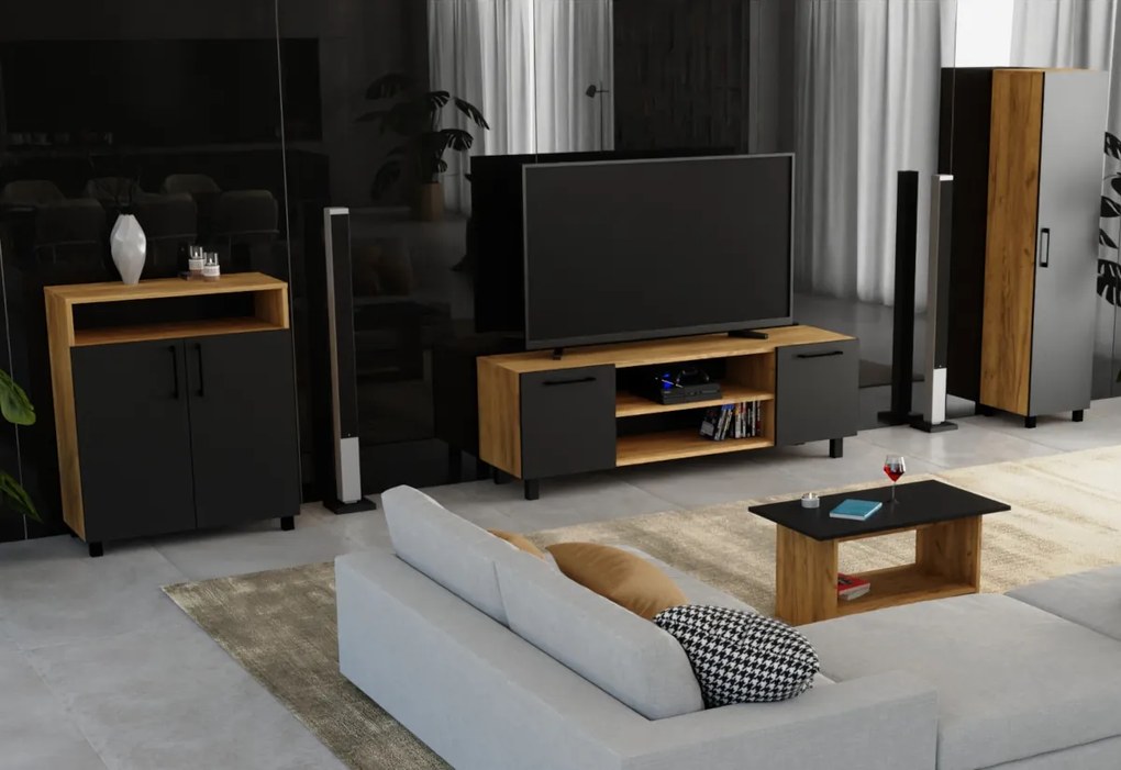 ERNA komód, 80x98x35, kraft tölgy