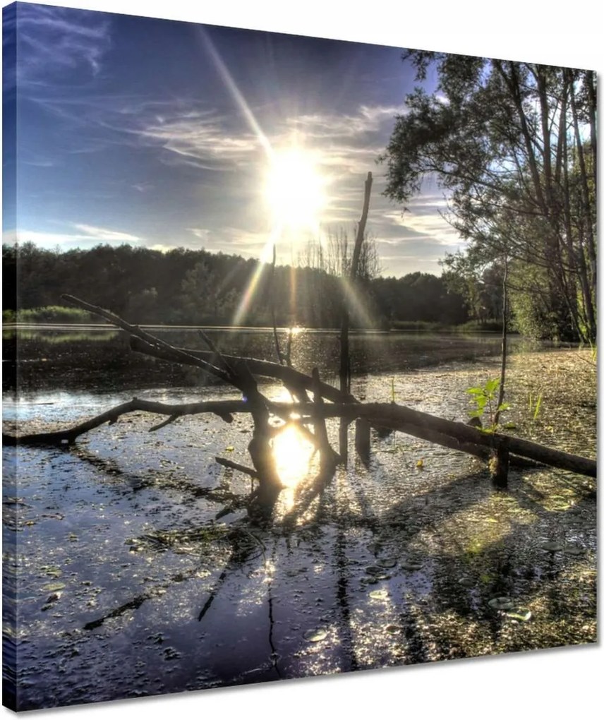 Vászonkép 40x40 Naplemente a tóparton