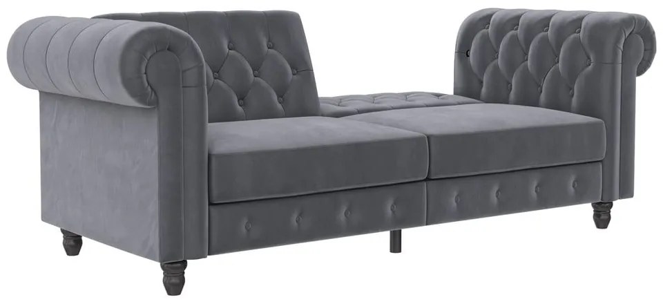 Sötétszürke bársony kinyitható kanapé 236 cm Felix – Støraa