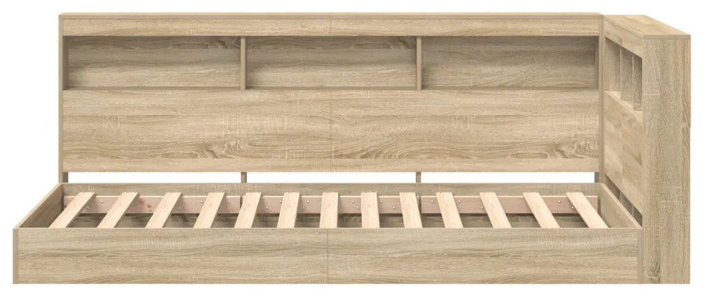 Könyvespolcos ágy Sonoma tölgy 75x190 cm szerelt fa