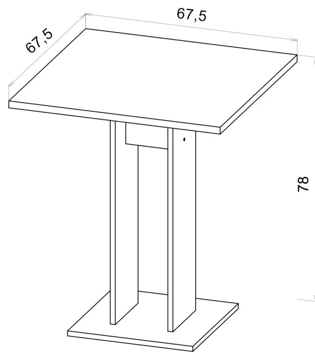 Masă EVER in culoarea stejarului artizanal. 67,5x67,5 cm. Înălțime: 78 cm.