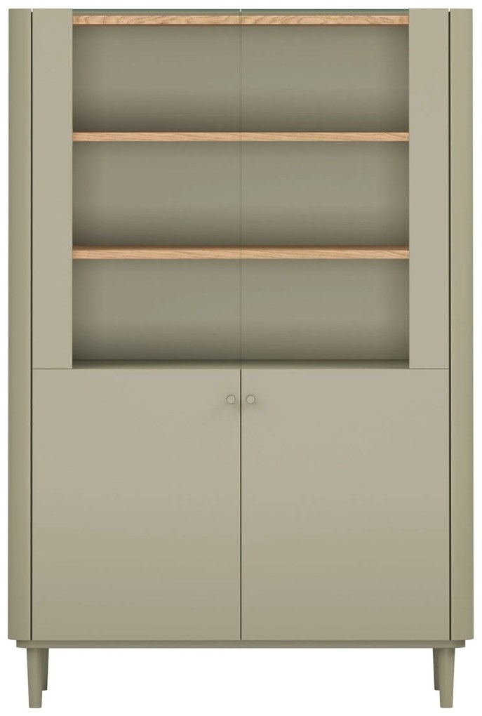 Elivo vitrines szekrény 100 cm kétajtós lábakon - eukaliptusz / baltic dune tölgy