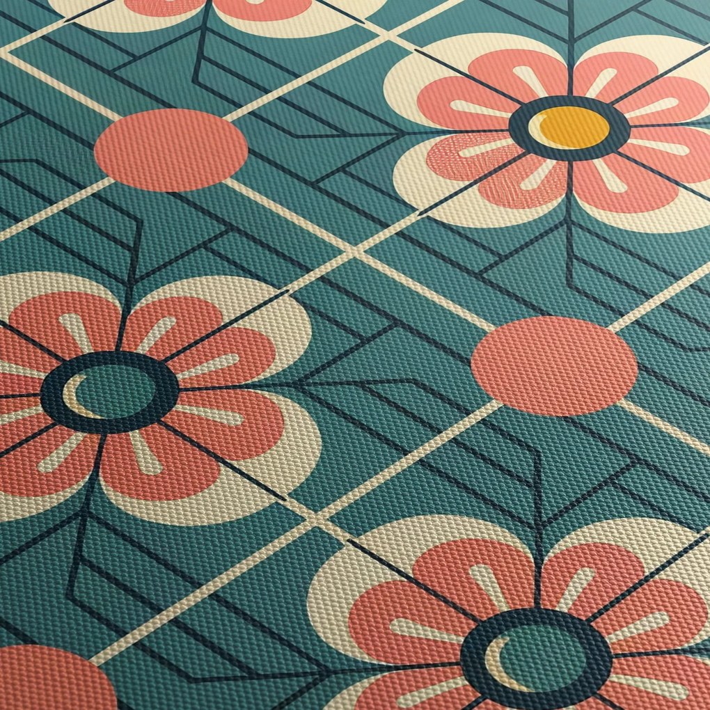 Kép - Retro virágminta (órával) (90x30 cm)
