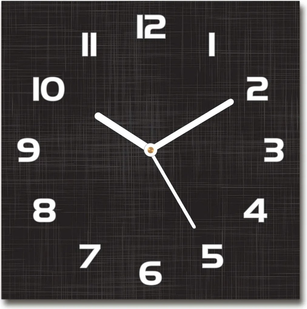 Négyzet alakú üveg falióra lenvászon textúra 30x30 cm