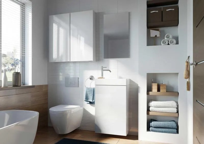 AREZZO design MINI 40 1 ajtós fehér (Fürdőszoba alsószekrény + mosdó)