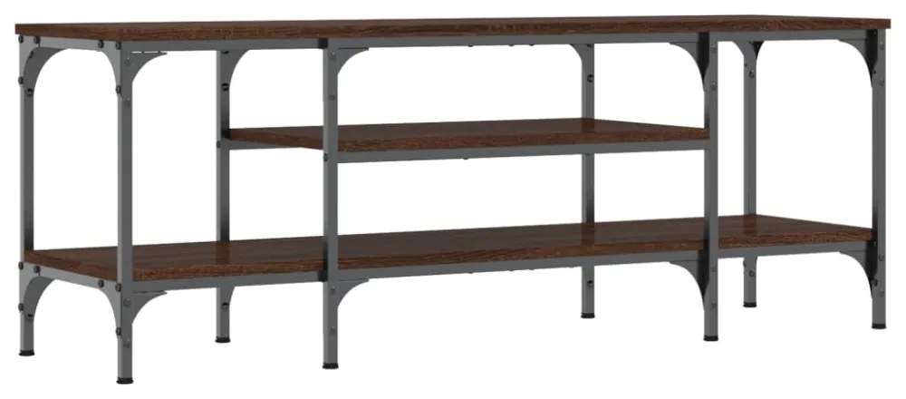 barna tölgyszínű szerelt fa és vas TV-szekrény 121x35x45 cm