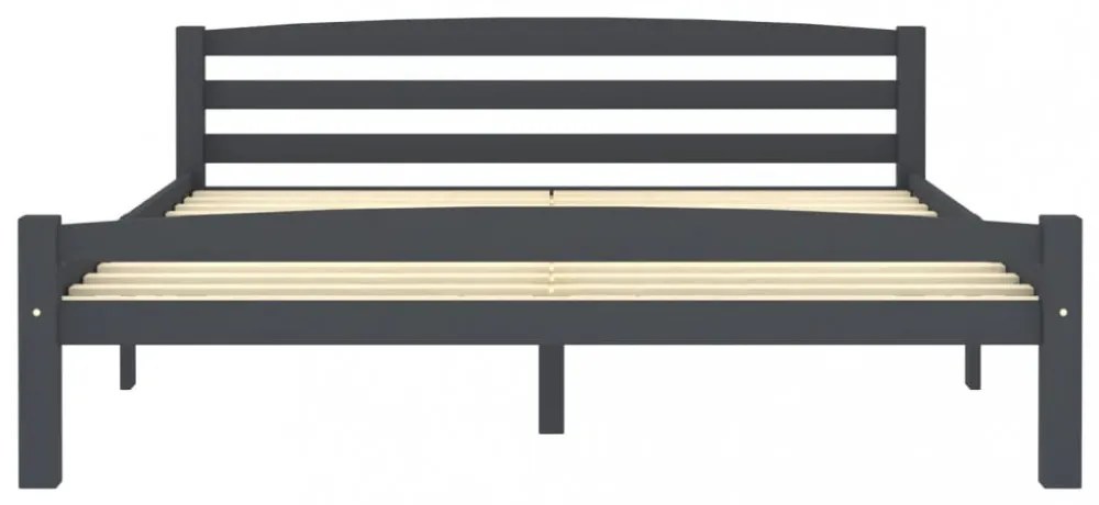sötétszürke tömör fenyőfa ágykeret 160 x 200 cm