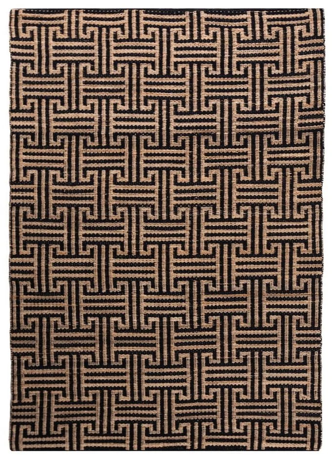 Fekete-natúr színű kézi szövésű jutakeverék szőnyeg 200x290 cm Meander Jute – Flair Rugs