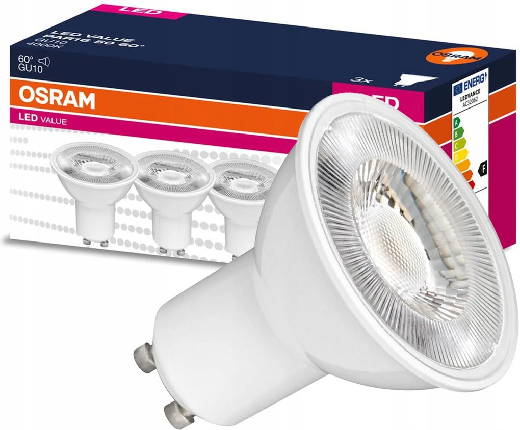 Led izzó PAR16 Reflektor GU10 4.5W 50W 350lm 4000K Semleges 60° 3 db