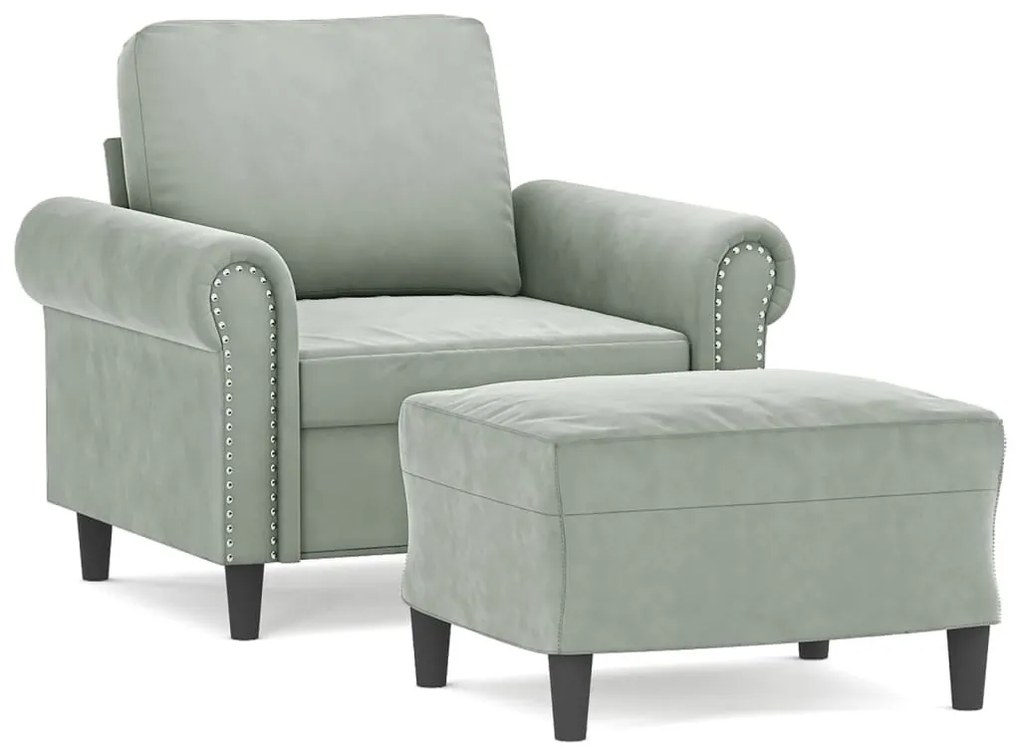 vidaXL világosszürke bársony kanapéfotel lábtartóval 60 cm