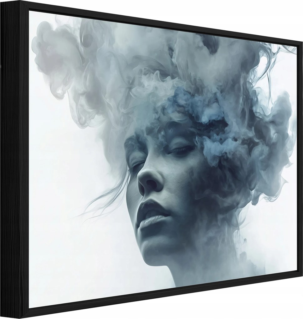 Vászonkép Fekete Keretben Nő Arc Füst Nappali Hálószoba 40x30