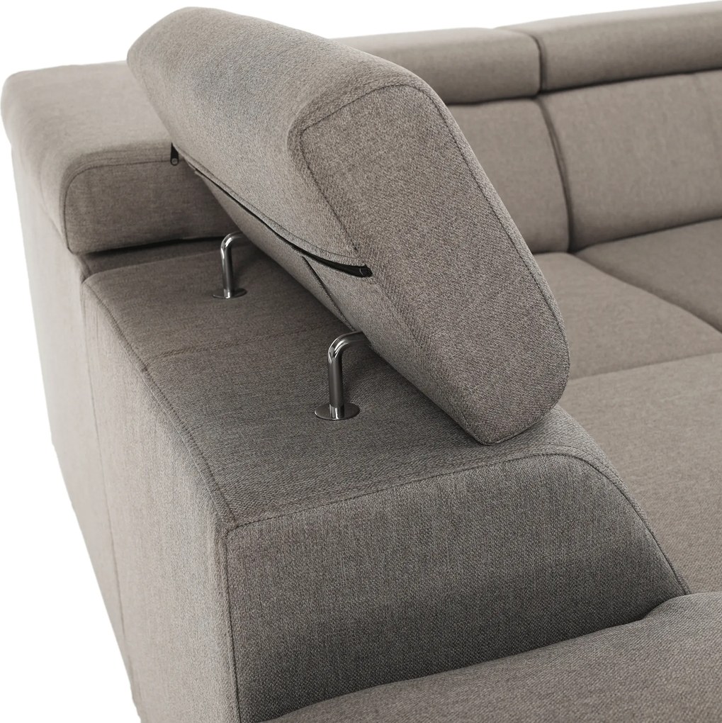 Ülőgarnitúra, szürkésbarna Taupe, jobbos kivitelezés, SEGORIA ROH U