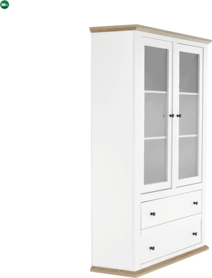 Vitrin MZ5, fehér/grand tölgy, LEON
