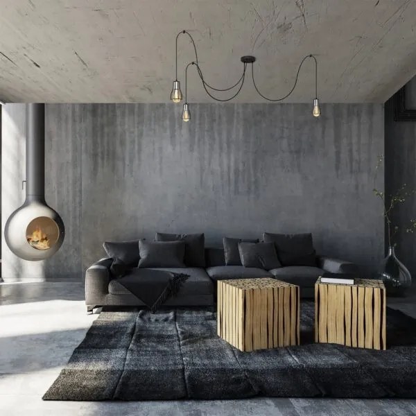 Csillár zsinóron TUBE LONG 5xE27/15W/230V fekete/króm