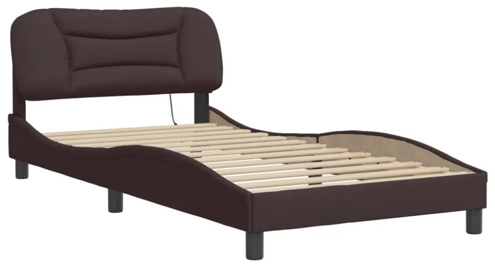 sötétbarna szövet ágykeret LED-ekkel matrac nélkül Hvar 100x200 cm