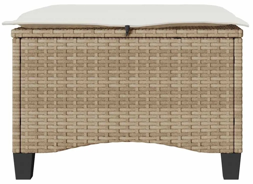 2 db bézs polirattan kerti székek párnákkal 55x55x36 cm
