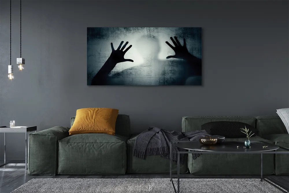 Canvas képek Árnyék kezek és a fej formáját 125x50 cm