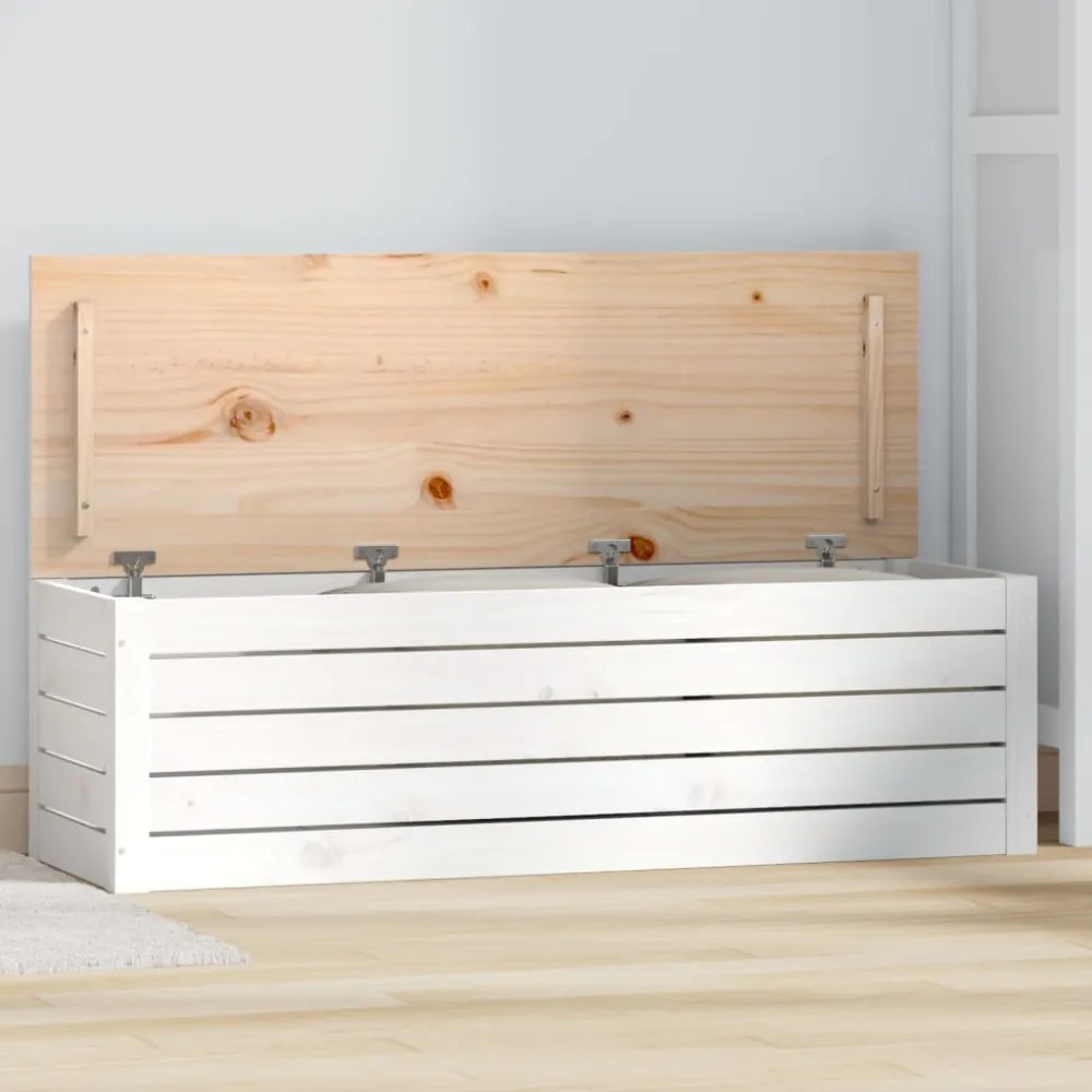 fehér tömör fenyőfa tárolóláda 109 x 36,5 x 33 cm