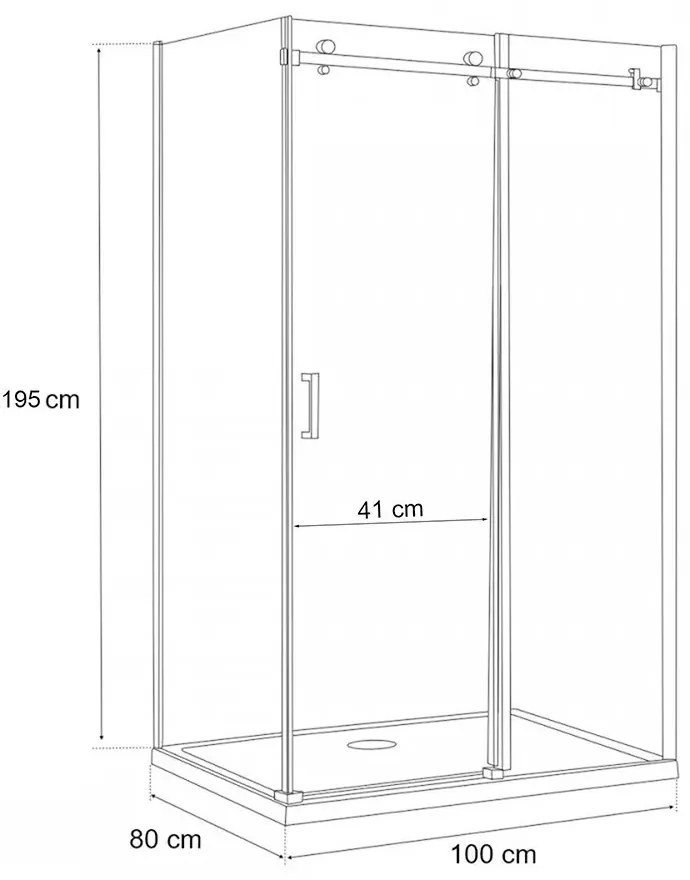 Bold-in 80x100 cm aszimmetrikus zuhanykabin zuhanytálca nélkül