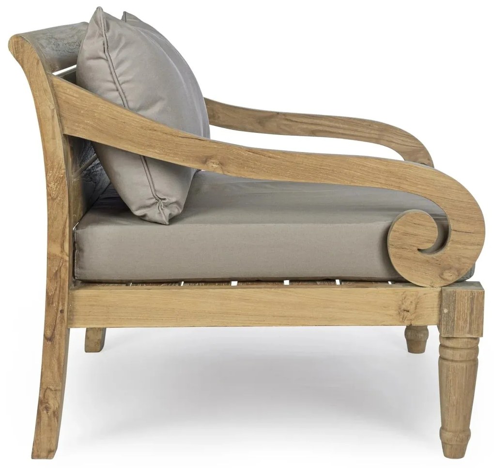 Teakfa kerti fotel – természetes rusztikus kivitel levehető huzattal