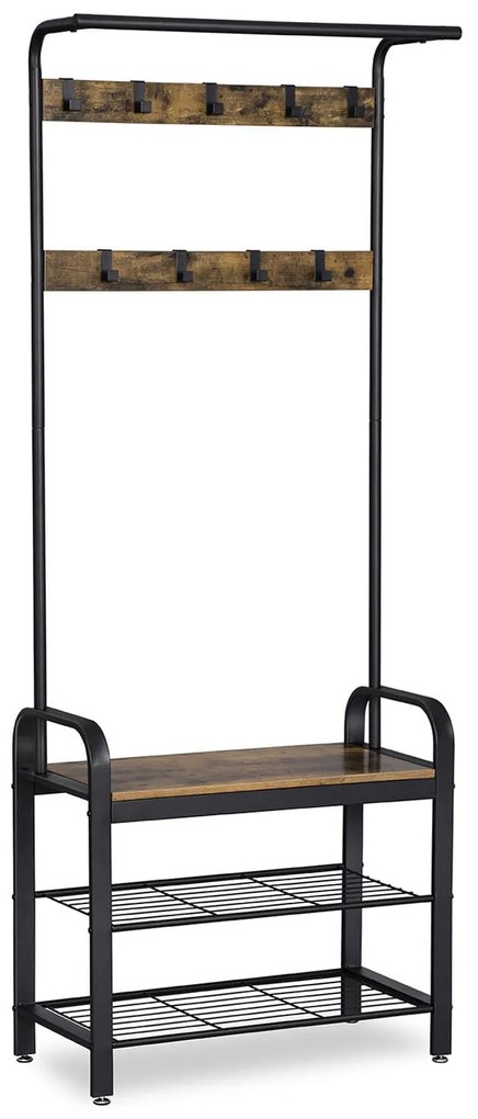 Előszobafal TAYLOR cipőtartóval 183x72 cm, rusztikus barna